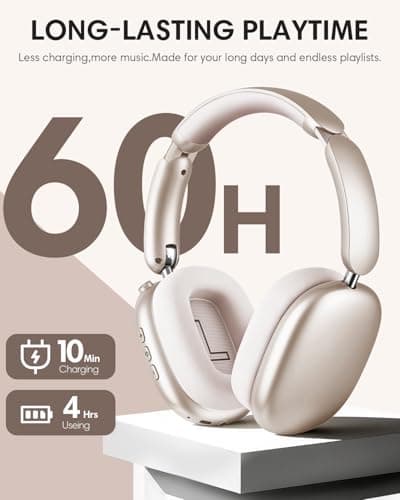 Wentronic Y02 Active Noise Cancelling Headphones,60H Battery,5 EQ Music Modes,Hi-Res Audio,Deep Bass,Foldable Wireless Over Ear Bluetooth 5.4 Headset,Breathable Leather Earpads (Starlight) — view 5