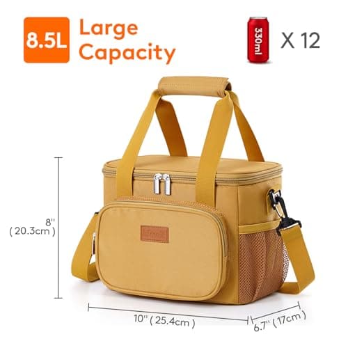 Lifewit Lunch Bag 9L 12 Can Insulated Lunch Box Soft Cooler Cooling Tote for Adult Men Women, Brown — view 3