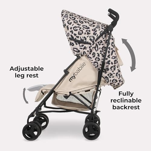 My Babiie MB01 Stroller - from Birth to 4 Years (22kg), Lightweight & Compact Umbrella Fold, Travel Buggy for Toddlers - Fawn Leopard — view 3