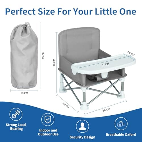MFSLOVE Portable Booster Seat with Feeding Tray for Babies Toddler Booster Seat for Dining Baby Feeding Seat Baby Camping Chair,Travel Chair for 6 Months to 3 Years — view 2