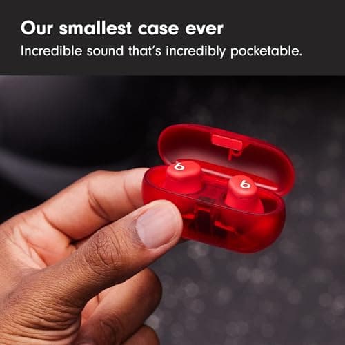 Beats Solo Buds — Wireless Bluetooth Earbuds | 18 Hours of Battery Life | Apple & Android Compatibility | Built-in Microphone - Transparent Red — view 4