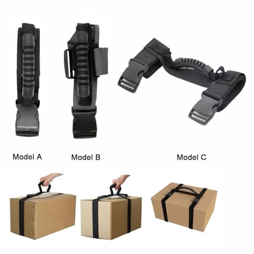 Carrying Strap with Handle, 206cm Adjustable Moving Strap for Lifting Heavy Boxes, Luggage, Groceries and Storage Totes, H Style Handheld Belt for Safe and Easy Moving (Black) — view 5
