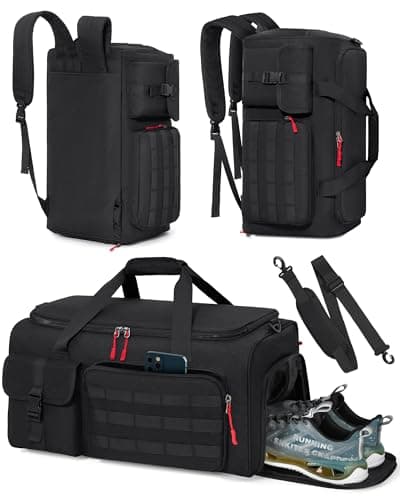 RAINSMORE Sports Gym Bag Mens Duffel Bag with Shoes & Laptop Compartment
