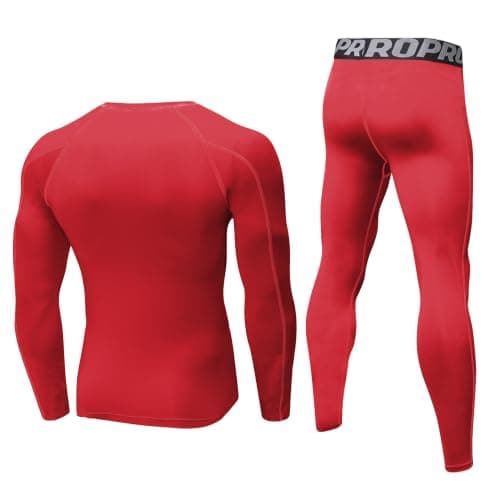 Minghe Thermal Underwear Mens, Long Johns for Men Thermal Underwear Set Red — view 2