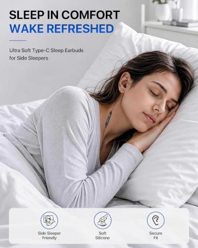 Hearprotek 2 Pairs Sleep Headphones, Noise Cancelling Earbuds with Microphone, USB C Silicone Earbuds for, Android,Perfect for Sleeping, Snoring, Travel, Meditation, Relaxation — view 2