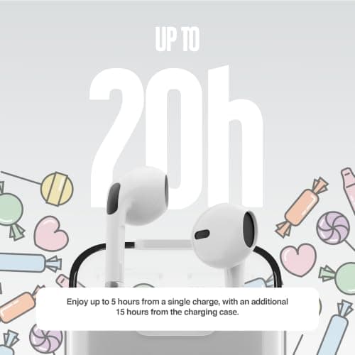 Juice Pick 'N' Mix Wireless Earphones – Bluetooth Earbuds with Charging Case, USB-C Cable, Touch Controls, 20H Playtime, 10m Range – White — view 3