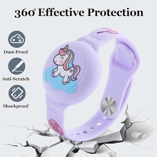 Dingfeiyu Kids Waterproof Bracelet for Airtag, Soft Silicone Wristband Case Cover for Airtag, Lightweight Holder for Apple AirTag Watch Band for Toddler — view 3