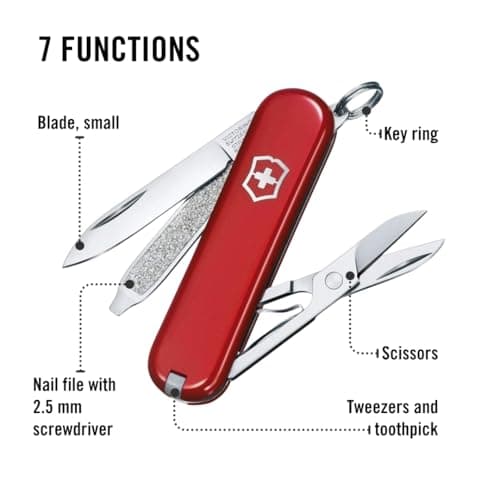 Victorinox Swiss Army Knife Classic SD Pocket Knife, 7 Functions, Red — view 4