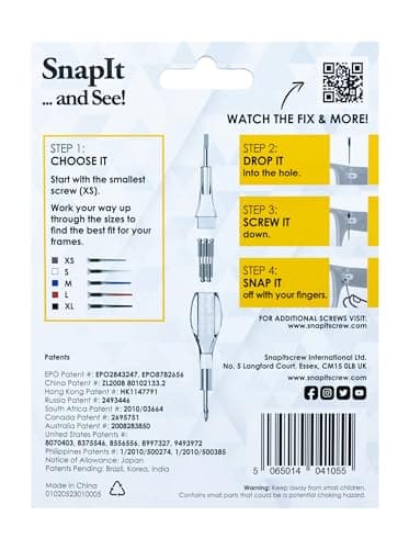 SnapIt Glasses Repair Kit, Eyeglass Repair Kit with Screws 5 Sizes, Screw Replacement Kit & Double-Ended Mini Screwdriver, Portable, Pocket & Bag Friendly, Travel Friendly (Clear) — view 2