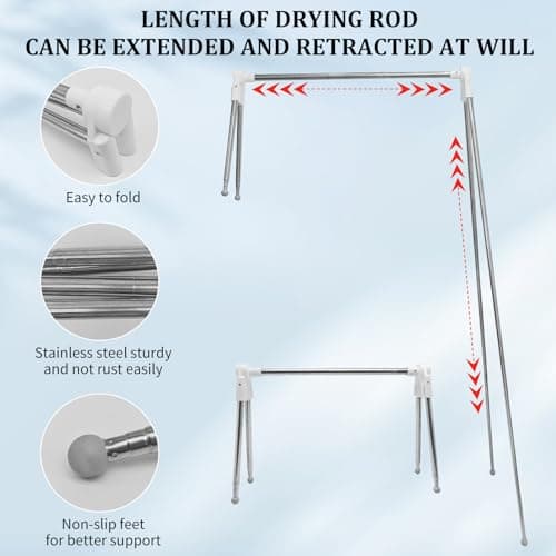 XIAONAN Portable Travel Garment Rack,13-28 Inch Compact Stainless Steel Foldable Clothes Drying Rack,Collapsible Clothing Rack for Camping,Travel,Hotel Room,Laundry — view 4