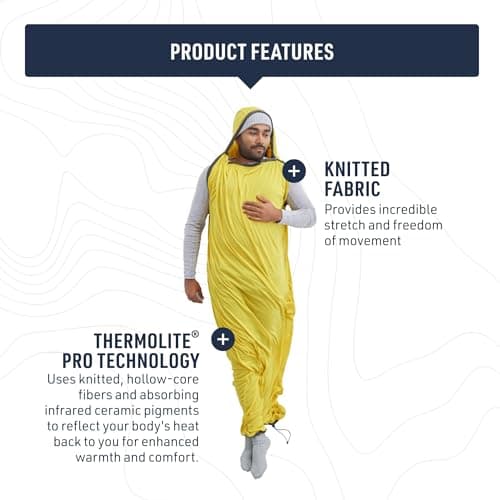 SEA TO SUMMIT - Reactor Sleeping Bag Liner - Compact Mummy With Drawcord - Thermolite For Thermal Boost - Odour Control - Ultra-Sil Stuff Pack - For Backpacking & Camping - Yellow - 268g — view 3