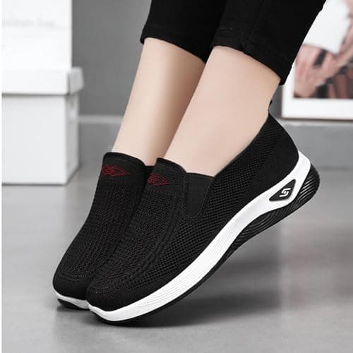 Walking Shoes Women Casual Sock Sneakers Lightweight Comfy Breathable Slip-on Orthopedic Walking Sneaker Lightweight Athletic Running Shoes Size UK 6.5 Black — view 2