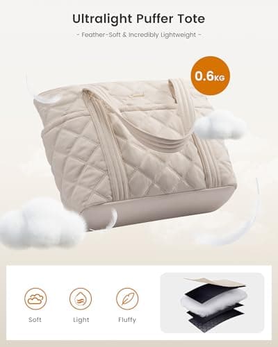 LOVEVOOK Laptop Tote Bags for Women, Lightweight Puffer Handbag for School, Large Work Handbags Ladies Tote Bag with Compartments, Quilted Shoulder Bag for Teacher Nurse Work Shopping Travel — view 4