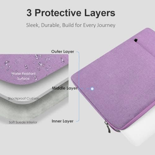 ProElife Sleeve Case for MacBook Air 15 inch M5 M4, Water-resistant, Purple — view 3