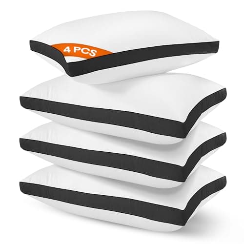 Oliver Bedding Egyptian Cotton Box Pillows 4 Pack- Breathable Hotel Pillows