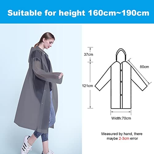 Vicloon Portable Raincoat, 2 Pack Rain Poncho Adult Waterproof with Hoods and Sleeves, Reusable Rain Resistant Poncho for Camping, Emergency Situations, Travel — view 2