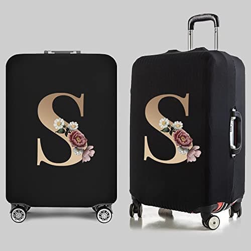 Initial Letter Printed Design Travel Trolley Case Cover Protector Washable Suitcase Cover Luggage Storage Covers for 18-28 Inch Luggage Cover (S (18-21 inch Luggage), gold S) — view 3