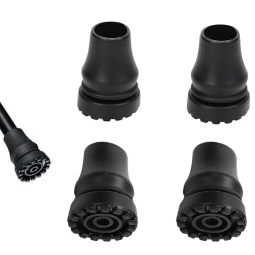 4-Pack 16mm Non-Slip Walking Stick Rubber Ferrules, Durable Cane Tip Replacements with Metal Insert, Anti-Skid Crutch End Caps for Hiking & Everyday Use, Black