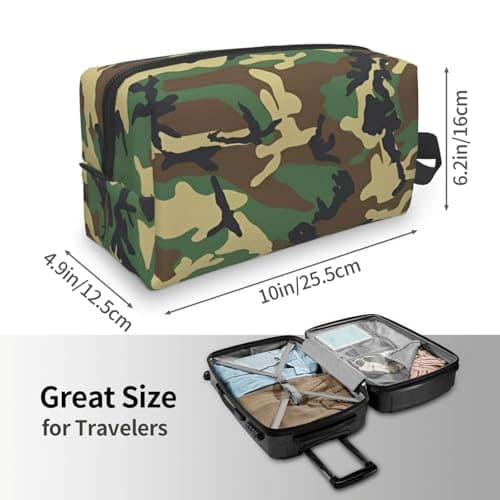 Green Military Camo Print Storage Bag - Toiletry Shaving Dopp Kit, Travel Cosmetic Bags, Packing Organizer, Portable Pouch — view 4