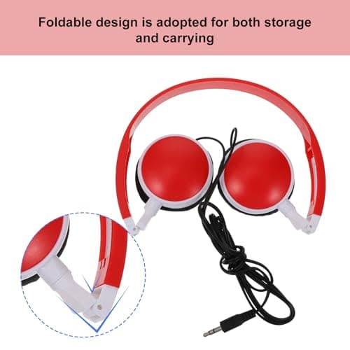 BESPORTBLE Wired Over-Ear Headphones Foldable Stereo Headset Microphone for School and Travel, Comfortable Burgundy Headphones Compatible Phone and Computer — view 4