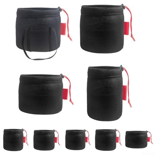 Caswynlife Outdoor Mesh Storage Bag, For Camping, & Hiking, Breathable Anti-Collision Pot Pouch, With Drawstring, Lightweight Gear Organizer, For Tableware, & Cookware, Black(17 * 17cm) — view 5