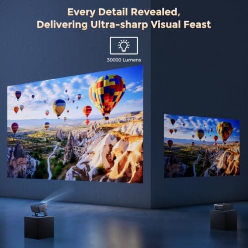 Smart 4K Projector【Netflix Included & Dolby Audio】Auto Focus & Keystone, AMEELA 30000 Lumens Portable Projector with WiFi and Bluetooth, 100,000+ Apps for Bedroom/Home/Outdoor — view 3