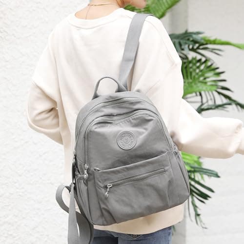 Laneko Mini Nylon Backpacks for Women Small Backpack Purse Lightweight Backpacks Mini Casual Travel Daypack (Small Backpack A-Grey) — view 2