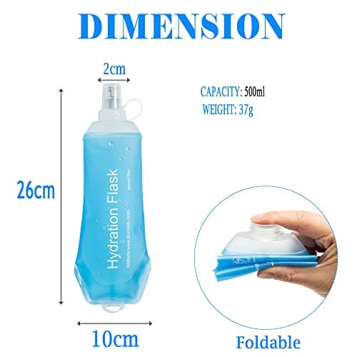 AXEN 500ML Soft Flask, TPU Foldable Running Hydration Flask, Soft Collapsible Water Bottle for Hydration Pack Cycling Marathon Running Hiking — view 2