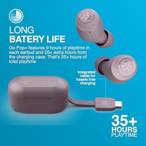 JLab Go Air Pop+ True Wireless Earbuds with Mic - Bluetooth, Mauve — view 6