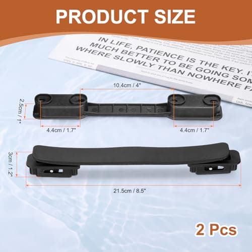 sourcing map 2 Pcs Luggage Handle Replacement 8.5 Inch Suitcase Carry Strap Plastic Pull Grip Parts with Screws for Suit Case Box, Black — view 2