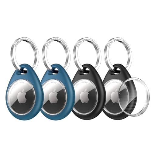 UNBREAKcable 360° Protective Case for AirTag (1st & 2nd Generation) [4 Pack], TPU Full Cover Keyring Holder with 304 Stainless Steel Keychain, Scratch-Resistant Design for Keys, Bags, Luggage