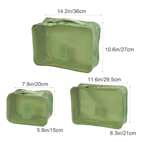 6Pcs Waterproof Travel Storage Bags, Green Oxford Fabric Organisers — view 2
