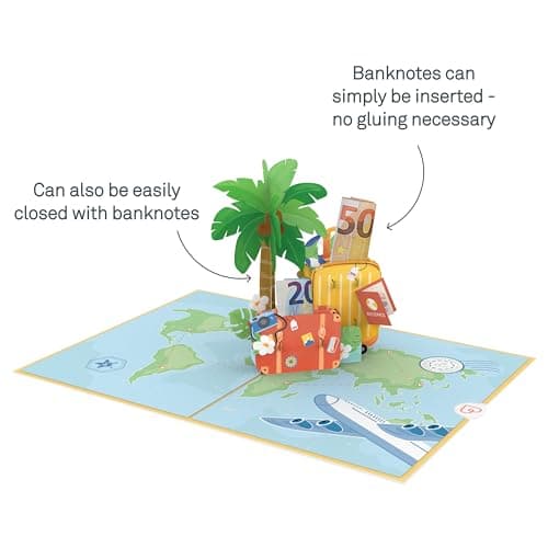papercrush® Pop-Up Card Travel Voucher Have a good trip - 3D Voucher Card for Holidays, Birthday, Honeymoon or Suitcase - Funny Gift for Fathers Day, Perfect present for Dad's — view 2