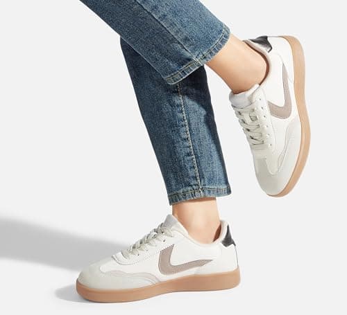LUCKY STEP Women's Retro Trainers, Casual Shoes,Beige/Grey,7US-37-4UK — view 2