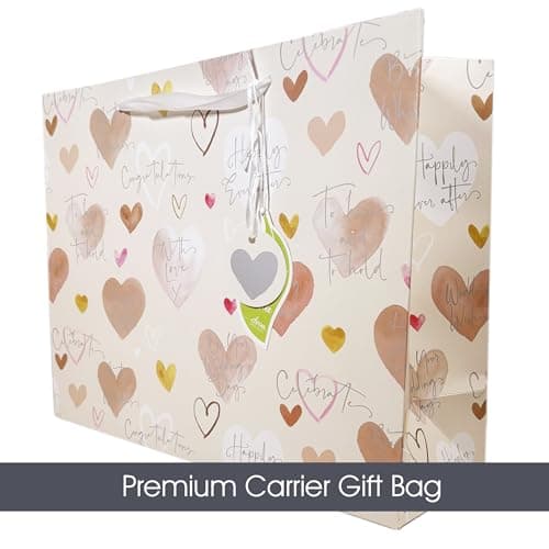 Wedding Gift Bag | Large ‘To Have and To Hold’ Wedding Present Bag 35cm x 28cm x 14cm | Printed Inside | Gift Tag & Satin Ribbon Handles | Designed in the UK | Recyclable — view 2