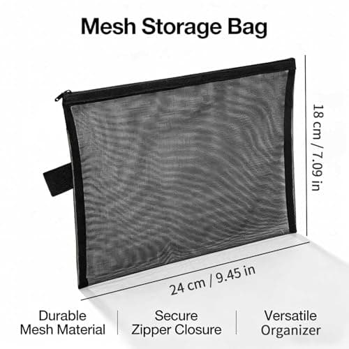 Travel Toiletry Bag,Large Capacity Makeup Bag with Zipper,Transparent Cosmetic Pouch for Travel Airport Security Beach Gym(2Pcs/9.45x7.09inch/Black) — view 2