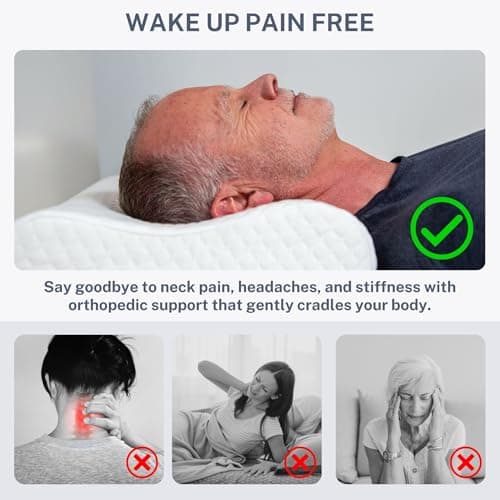 Sleeporium® Memory Foam Neck Pillow | Medium Firmness, Ergonomic Support Pillow for Side and Back Sleepers with Washable Bamboo Cover - UK Brand — view 4
