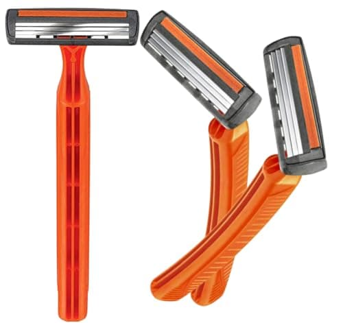 Men’s Razors (10 Pack) Triple Blade Disposable Razors for Men & Women | Manual Face Shaver for Sensitive Skin, Chrome Coated Sharp Blades for Smooth Shaving & Hair Removal