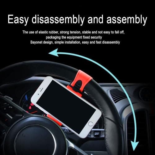 KANDUJIMU Car Steering Wheel Phone Mount, Blue, Portable Electronic Device Mount, Compatible with iPhone and Samsung (Red) — view 5