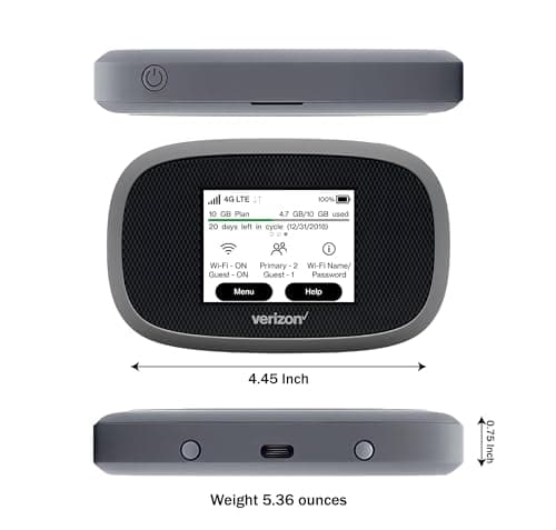 Verizon Wireless Jetpack Inseego MiFi 8800L | Free VPN Mobile Hotspot for Travel | 4G Mobile Portable WiFi | Unlocked Globally | Near 5G Speed up to 1200 Mbps | EVDO-LINK Bundle (Base) — view 4