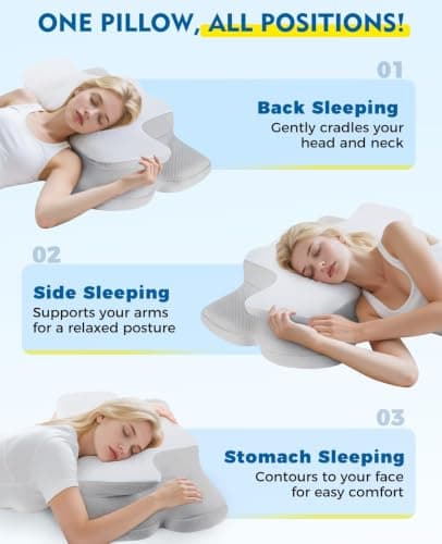 Drifina Orthopaedic Neck Support Pillow for Side Sleepers, Cervical Memory Foam Pillow for Neck & Shoulder Pain Relief, Dual-Height Ergonomic Bed Pillow, Cooling Washable Cover, 100-Night Trial，White — view 5