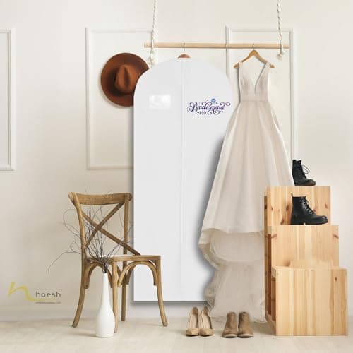 Hoesh UK Bridal Gown Garment Bag - Printed Wedding Dress Bag | Long Dress Covers for Bride & Bridesmaids | Breathable Clothes Bag for Storage & Travel (Lavender Bridesmaid) — view 5