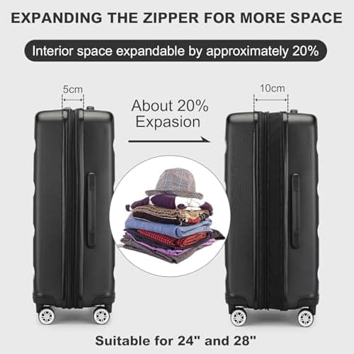 Kono Medium Suitcase Expandable ABS+PC Hard Shell Travel Check in Luggage — view 5