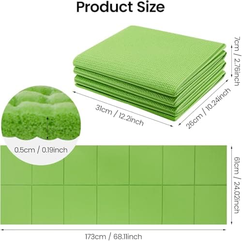 M.J COMFY-LIFE Travel Foldable Yoga Mat — 5mm Non-Slip Portable Exercise & Gym Mat for Yoga, Pilates, Travel & Fitness (Lightweight, Water-Resistant, Fits Backpack) — Unisex (Green) — view 3