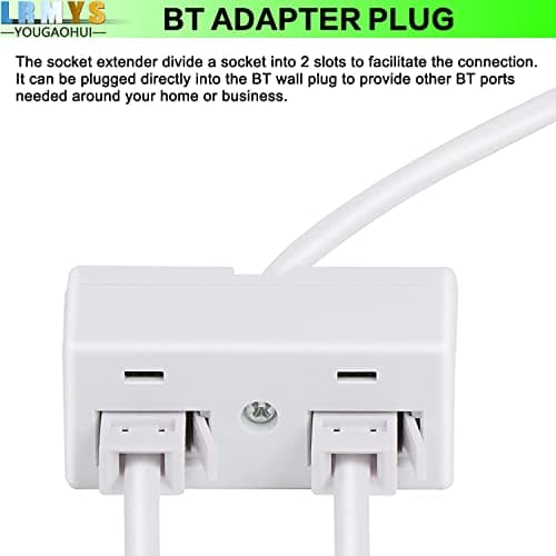 LRMYS One BT Plug to Two BT Sockets Splitter, UK Telephone RJ11 Male Plug to Double Female Socket Extender, for UK Landline Telephone FAX Modem Cable Adapter and Converter, White 1 Pack — view 4