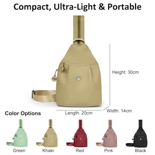 AUAUY 3 in 1 Anti-Theft Travel Tote Bag, Waterproof Oxford, Khaki — view 2
