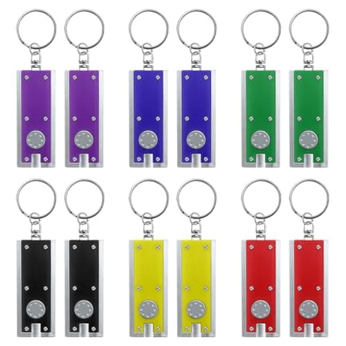 12 PCS Mini Keychain Flashlight Ultra Bright LED Pocket Torch with Key Ring
