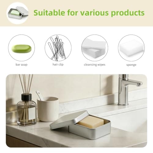 4 Pcs Travel Soap Cases, Aluminum Soap Box, 150ml, Rectangular — view 5