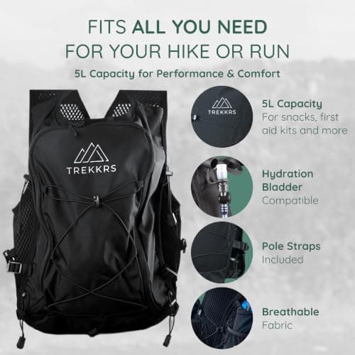 Trekkrs Running Vest & Water Bottles - Medium to XL, 5L Capacity Backpack — view 4