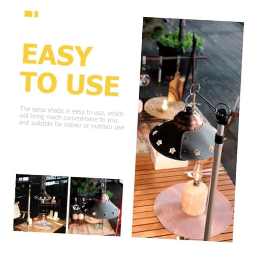 HOLIDYOYO 2pcs Black Leather Hanging Lampshade Covers for Outdoor Camping and Travel, Drum Style Lamp Shades for Hanging Lights, Sturdy Protective Lamp Covers for Portable Lanterns — view 5